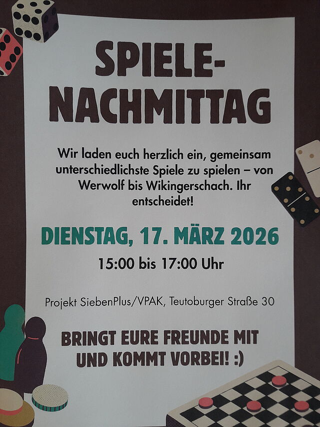 Einladungszettel zum Spielenachmittag
